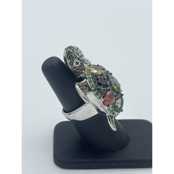 Noir Tilley The Turtle Crystal CZ Ring Sz 6 - Picture 6 of 11